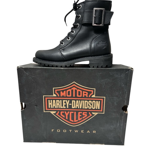 Harley-Davidson WOMEN'S Sylewood Black Leather Moto Riding Boots Size 8.5 - Picture 4 of 16